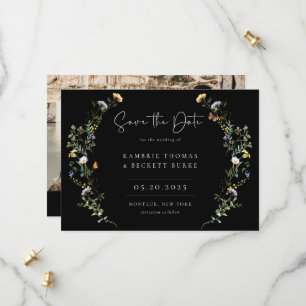 Save The Date Fleur de prairie sauvage photo noire