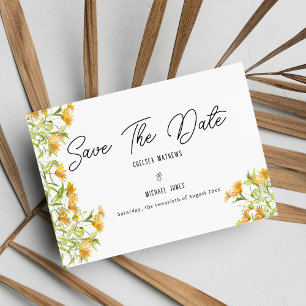 Save The Date Fleur de printemps vert-orange sauvage Enregistrer