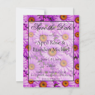 Save The Date Fleur de soleil à fleurs de magenta violet marguer