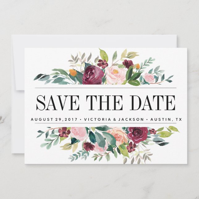 Save The Date Fleur du pays | Floral MARIAGE Photo enregistrer l (Devant)