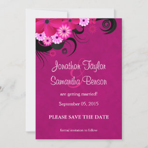 Save The Date Fleur Fuchsia foncée Enregistrer La Date Annonce