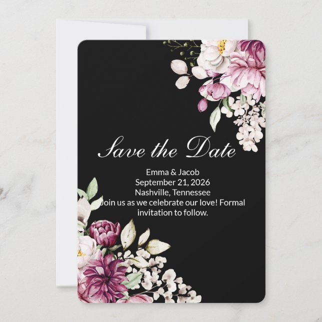 Save The Date Fleur romantique Pivoine florale (Devant)