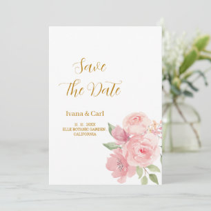 Save The Date Fleur rose aquarelle