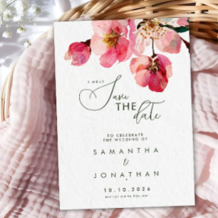 Save The Date Fleur rose corail à l'aquarelle élégante