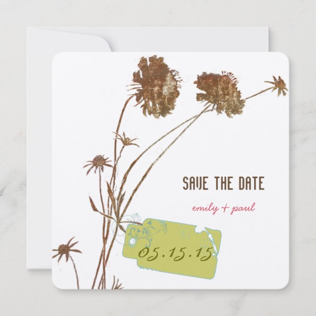 Save The Date Fleur rose de miel Botanique Enregistrer la date (Devant)