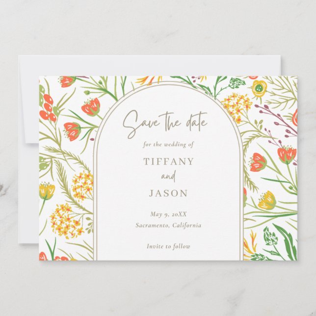 Save The Date Fleur sauvage Boho Mariage (Devant)