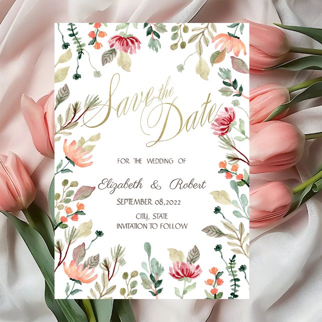 Save The Date Fleur sauvage Chic Enregistrer La Date (Créateur téléchargé)