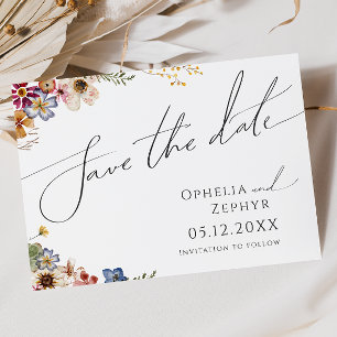 Save The Date Fleur sauvage coloré Jardin horizontal