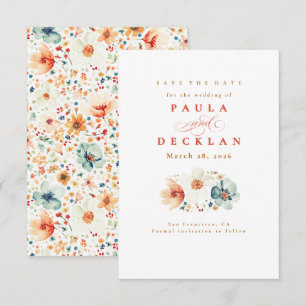Save The Date Fleur sauvage d'aquarelle Boho Earthy Enregistrer