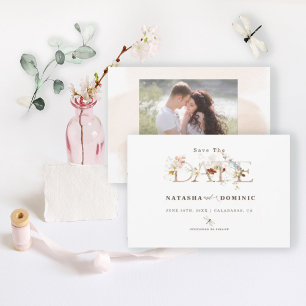 Save The Date Fleur sauvage d'aquarelle romantique Jardin Photo