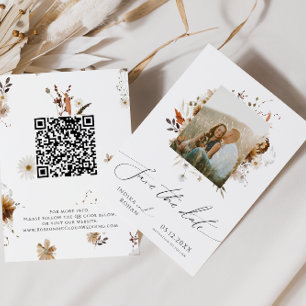 Save The Date Fleur sauvage d'automne Boho   Code QR du cadre ph
