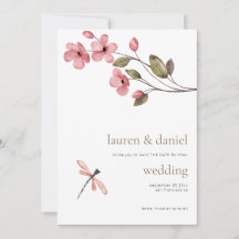 Fleur sauvage de libellules minimaliste QR Mariage