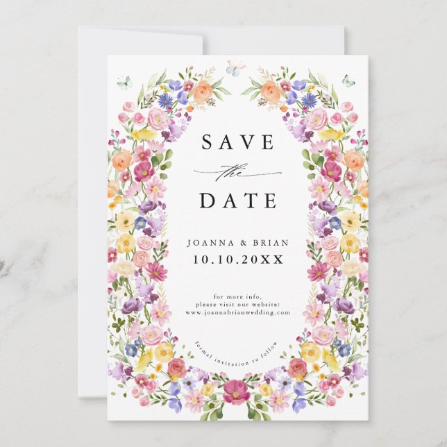 Save The Date Fleur sauvage de printemps coloré Meadow Garden Ma (Devant)