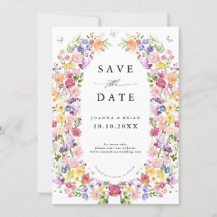 Save The Date Fleur sauvage de printemps coloré Meadow Garden Ma