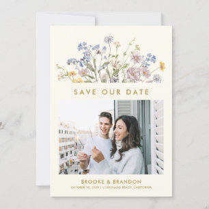 Save The Date Fleur sauvage de printemps coloré Meadow Gold QR C