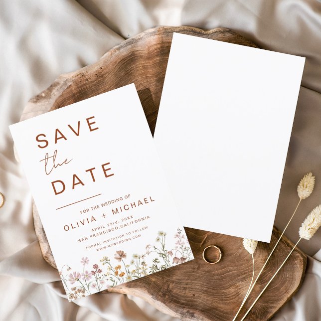 Save The Date Fleur sauvage Elegant Boho Enregistrer la date Min (Créateur téléchargé)