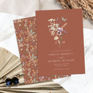 Save The Date Fleur Sauvage en Terracotta