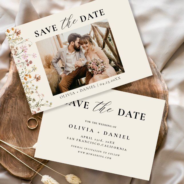 Save The Date Fleur sauvage en terre cuite Floral Mariage coloré (Créateur téléchargé)