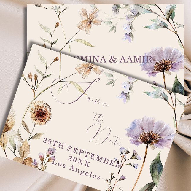 Save The Date Fleur sauvage Floral Moderne Mariage (Créateur téléchargé)