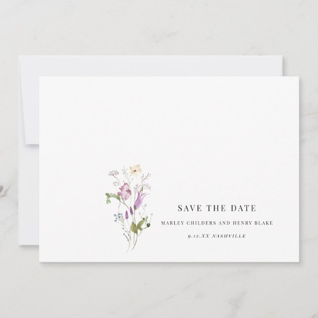 Save The Date Fleur sauvage Mariage Floral Enregistrer la date (Devant)