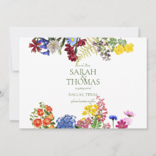 Save The Date Fleur sauvage Meadow Spring Floral Mariage coloré