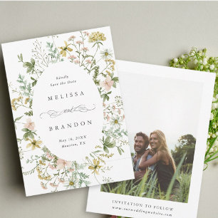 Save The Date Fleur sauvage Oval Frame Mariage Photo