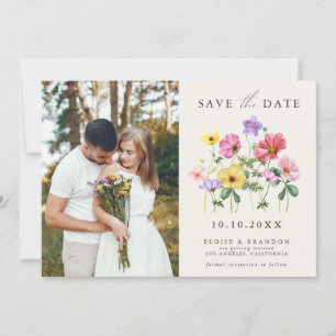 Save The Date Fleur sauvage Rustic Chic Floral Boho Pays Photo