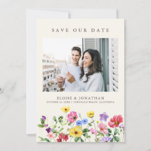 Save The Date Fleur sauvage Rustic Chic Floral Boho Pays QR Code