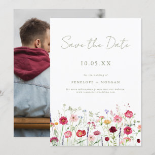 Save The Date Fleur sauvage Rustique Pays Floral Jardin Mariage