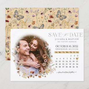 Save The Date Fleur sauvage Watercolor Floral Calendrier & Photo