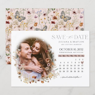 Save The Date Fleur sauvage Watercolor Floral Calendrier & Photo