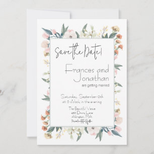 Save The Date Fleur sauvage Whimsical Pastel Mariage botanique