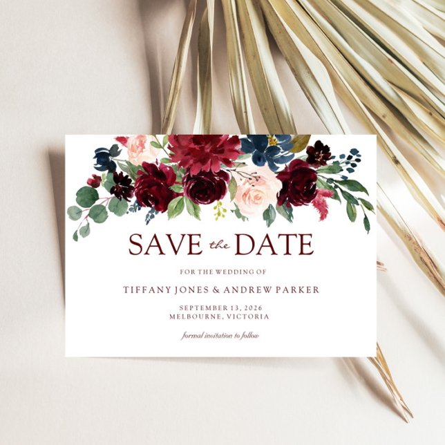 Save The Date Fleurs aquarelle de Bourgogne "Save the date" (Créateur téléchargé)