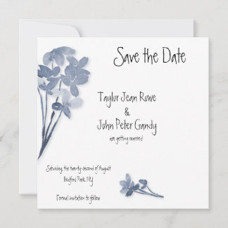 Save The Date Fleurs Bleues Douces Mariage Économisez la Date
