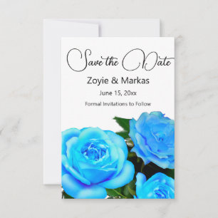 Save The Date Fleurs bleues roses bleues