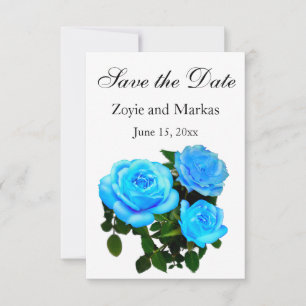 Save The Date Fleurs bleues roses bleues