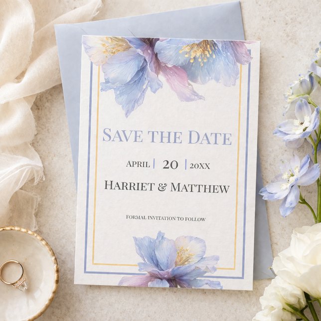 Save The Date Fleurs Botaniques Pastel Artistiques pour Mariage (Créateur téléchargé)