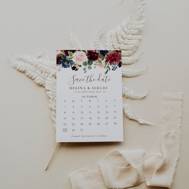 Save The Date Fleurs classiques fantaisie Enregistrer le calendr (Créateur téléchargé)