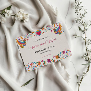 Save The Date Fleurs colorées mexicaines de Fiesta Mariage botan