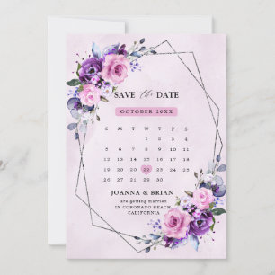Save The Date Fleurs d'aquarelle rose vif