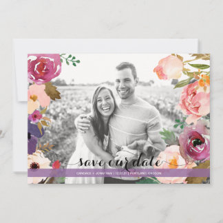 Save The Date Fleurs d'aquarelle rustique Boho Photo Enregistrer