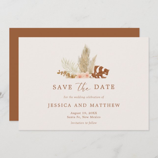 Save The Date Fleurs d'automne Boho rustique Mariage extérieur (Devant / Derrière)