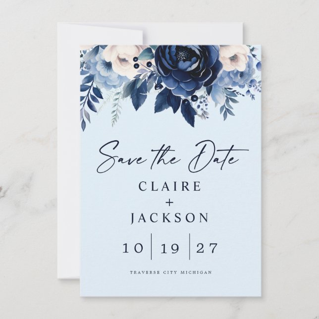 Save The Date Fleurs de Bleu (Devant)