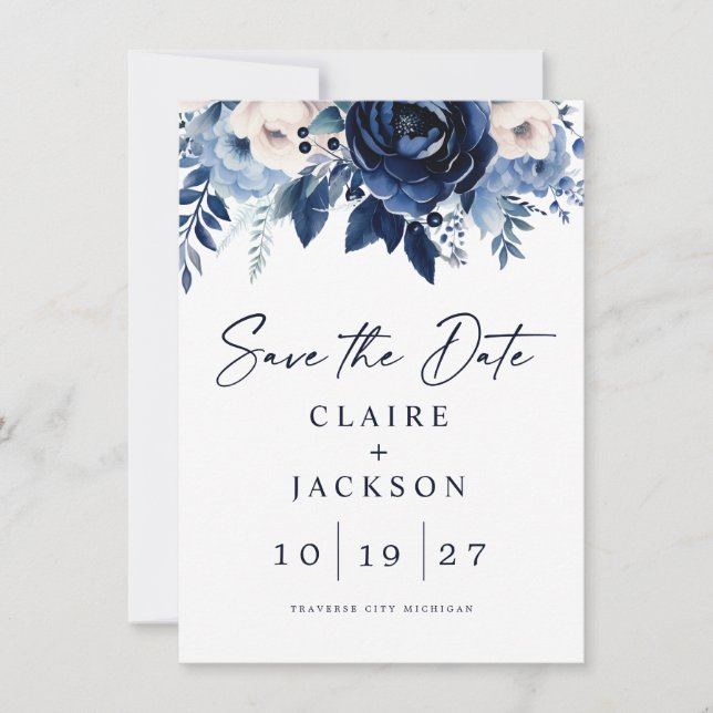 Save The Date Fleurs de bleu (Devant)