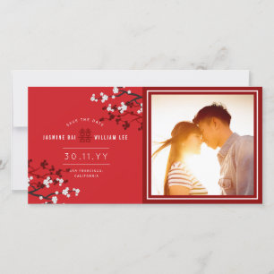 Save The Date Fleurs de cerisiers blancs Double Bonheur Photo as
