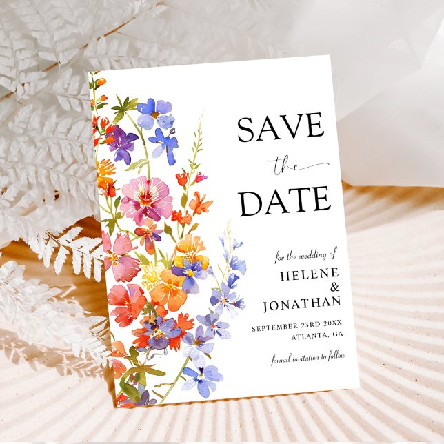 Save The Date Fleurs de jardin Élégant Mariage Fleur sauvage (Garden Flowers Elegant Wildflower Wedding Save The Date)