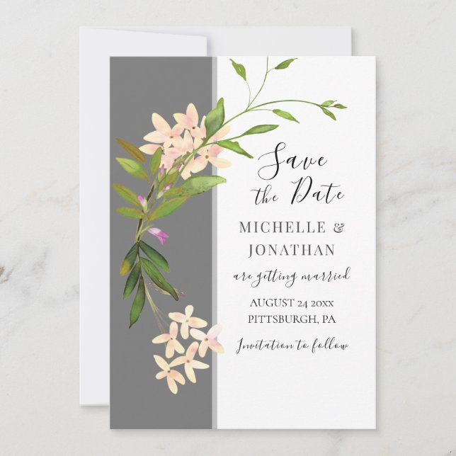 Save The Date Fleurs de Jardin Roses Blush Vert Inspiration (Devant)