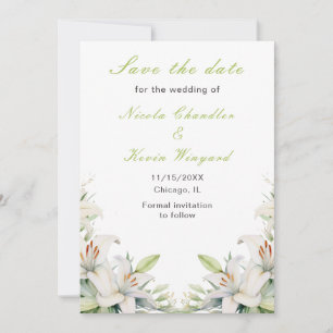 Save The Date Fleurs de lys blancs Mariage