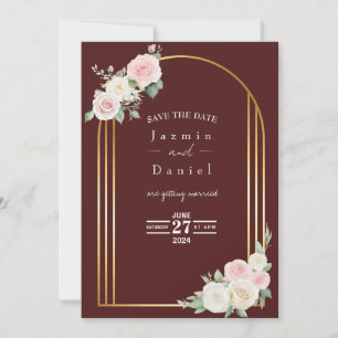 Save The Date Fleurs de mariage rose poudrée rose et blanc