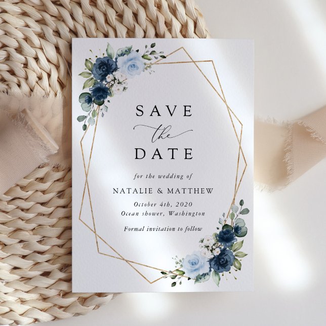 Save The Date Fleurs de marine, Fleurs bleues, Boho, Mariage flo (Créateur téléchargé)